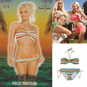 Striped Bandeau Scrunched Bikini As Seen On Holly Madison & Kendra Wilkinson